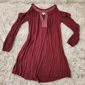 Knox‎ Rose Cold Shoulder Embroidered Trim Knee Length Dress Red Size Medium